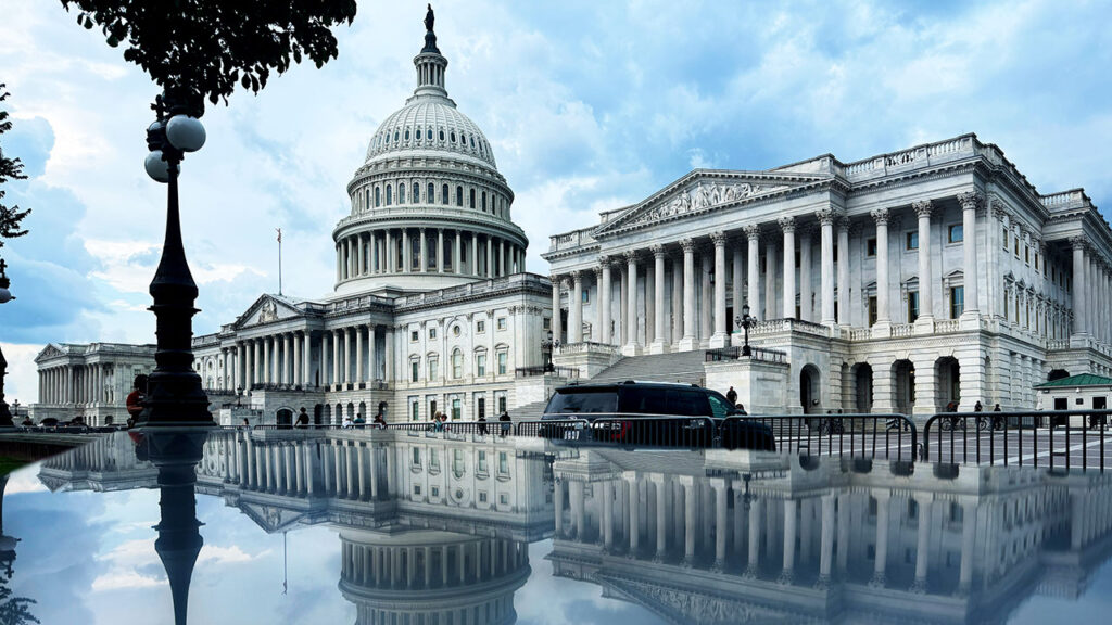 WASHINGTON, DC July 1: The US Capitol Dome as a storm rolls towards Capitol Hill on Tuesday July 1, 2025. (Photo by Demetrius Freeman/The Washington Post