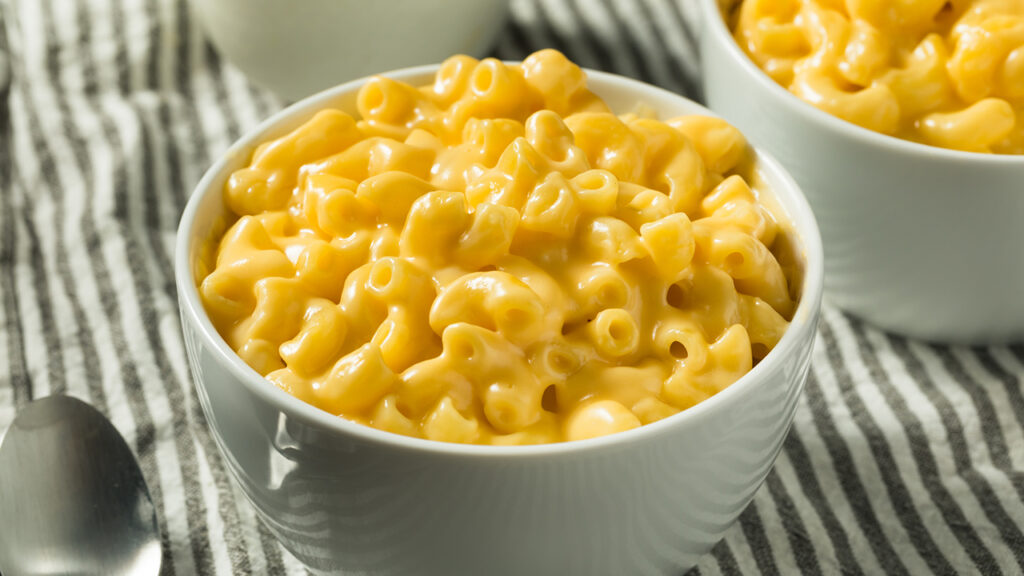 Homemade Creamy Macaroni and Cheese Pasta in a Bowl